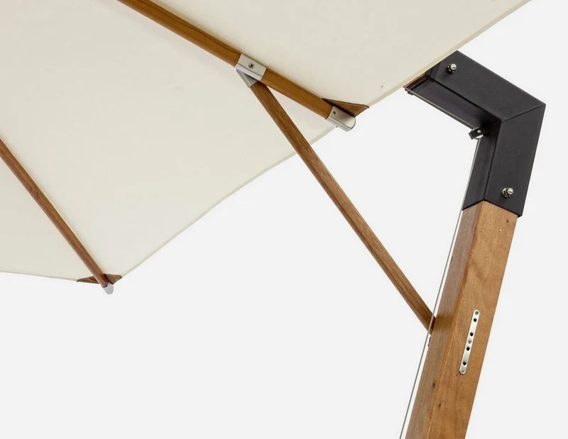 Casa Padrino Luxus Ampelschirm mit Ständer Braun / Schwarz / Creme 400 x 300 x H. 320 cm - Garten Sonnenschirm - Terrassen Sonnenschirm - Balkon Sonnenschirm - Garten Terrassen Balkon Accessoires