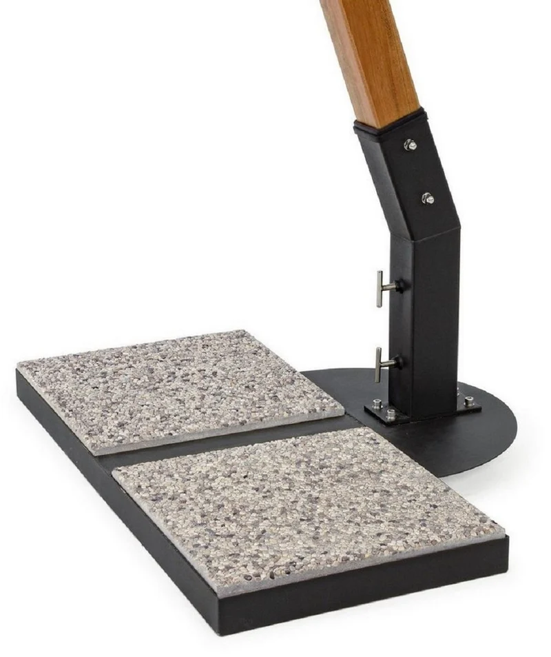 Casa Padrino Luxus Ampelschirm mit Ständer Braun / Schwarz / Creme 400 x 300 x H. 320 cm - Garten Sonnenschirm - Terrassen Sonnenschirm - Balkon Sonnenschirm - Garten Terrassen Balkon Accessoires