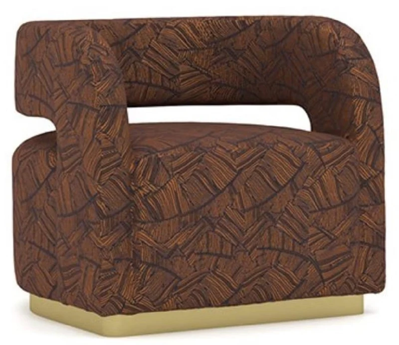 Casa Padrino Luxus Sessel Braun / Schwarz / Messing 75 x 73 x H. 70 cm - Wohnzimmer Sessel - Hotel Sessel - Wohnzimmer Möbel - Hotel Möbel - Luxus Möbel - Luxus Einrichtung