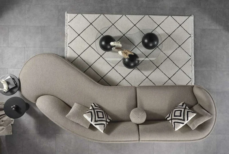 Casa Padrino Luxus Sofa Grau 340 x H. 95 cm - Gebogenes Wohnzimmer Sofa - Hotel Sofa - Wohnzimmer Möbel - Hotel Möbel - Luxus Möbel - Luxus Einrichtung - Wohnzimmer Einrichtung