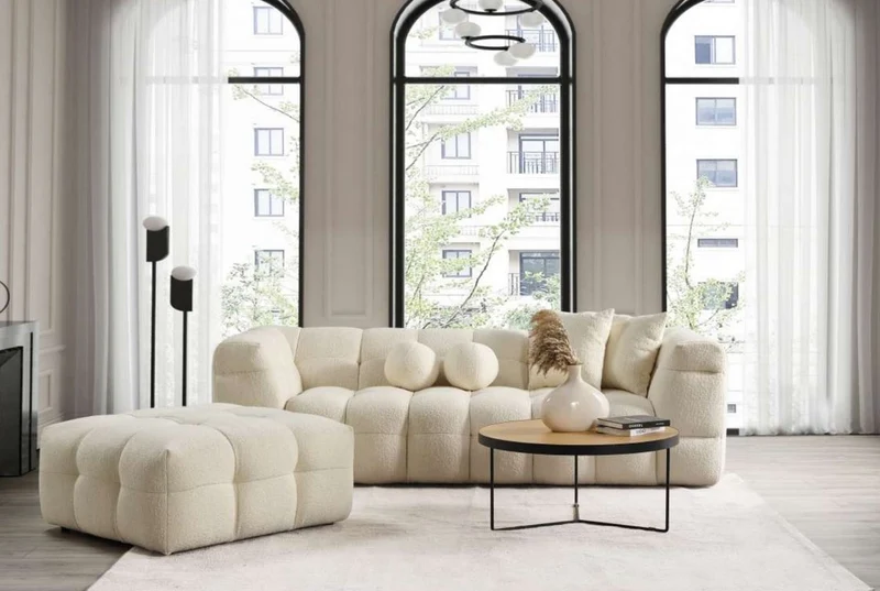 Casa Padrino Luxus Sofa Creme 235 x 75 x H. 100 cm - Wohnzimmer Sofa - Hotel Sofa - Wohnzimmer Möbel - Hotel Möbel - Luxus Möbel - Luxus Einrichtung - Wohnzimmer Einrichtung