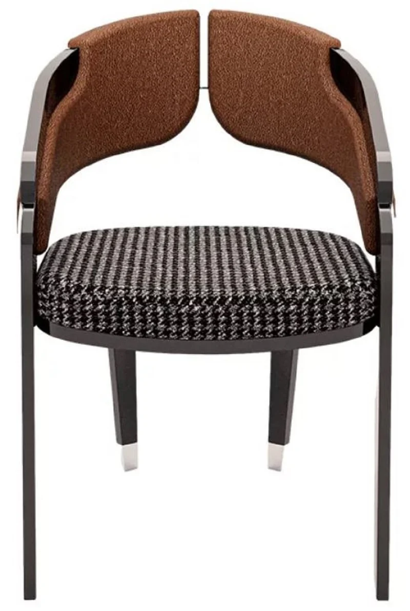 Casa Padrino Luxus Designer Esszimmer Stuhl 8er Set Grau / Braun - Luxus Möbel - Designer Möbel - Esszimmer Möbel - Restaurant Möbel - Hotel Möbel - Luxus Qualität
