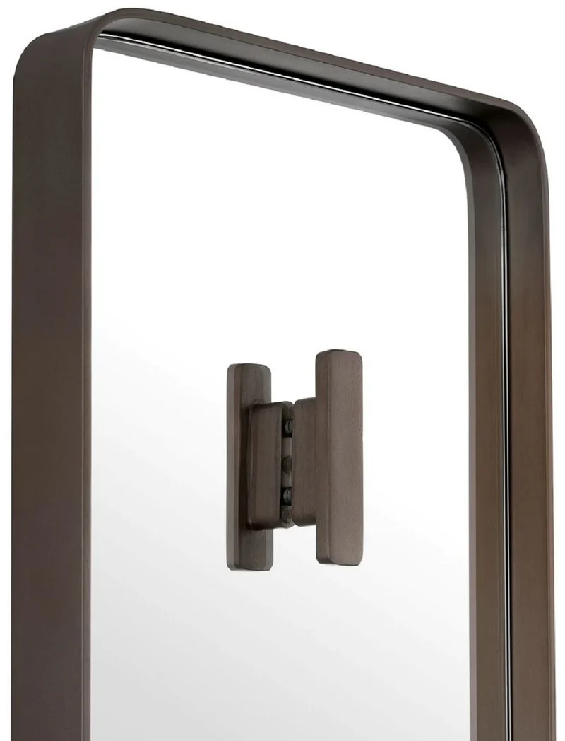 Casa Padrino Luxus Wandspiegel Bronze 30 x 5 x H. 160 cm - Rechteckiger Spiegel mit Kleiderhaken - Wohnzimmer Spiegel - Schlafzimmer Spiegel - Garderoben Spiegel - Luxus Möbel - Luxus Interior