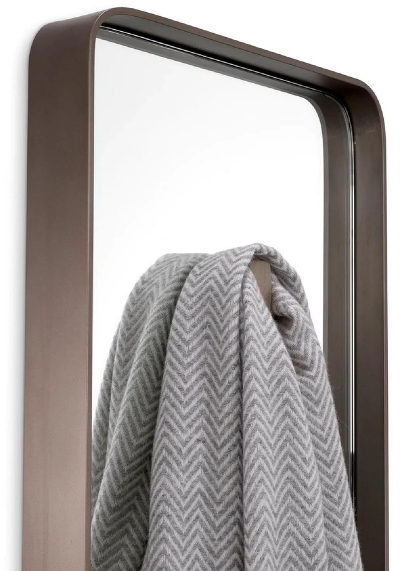 Casa Padrino Luxus Wandspiegel Bronze 30 x 5 x H. 160 cm - Rechteckiger Spiegel mit Kleiderhaken - Wohnzimmer Spiegel - Schlafzimmer Spiegel - Garderoben Spiegel - Luxus Möbel - Luxus Interior