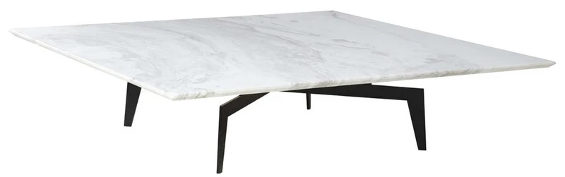 Casa Padrino Luxus Couchtisch Weiß / Schwarz 123 x 123 x H. 28,5 cm - Quadratischer Wohnzimmertisch mit Marmorplatte - Wohnzimmer Möbel - Luxus Möbel - Wohnzimmer Einrichtung