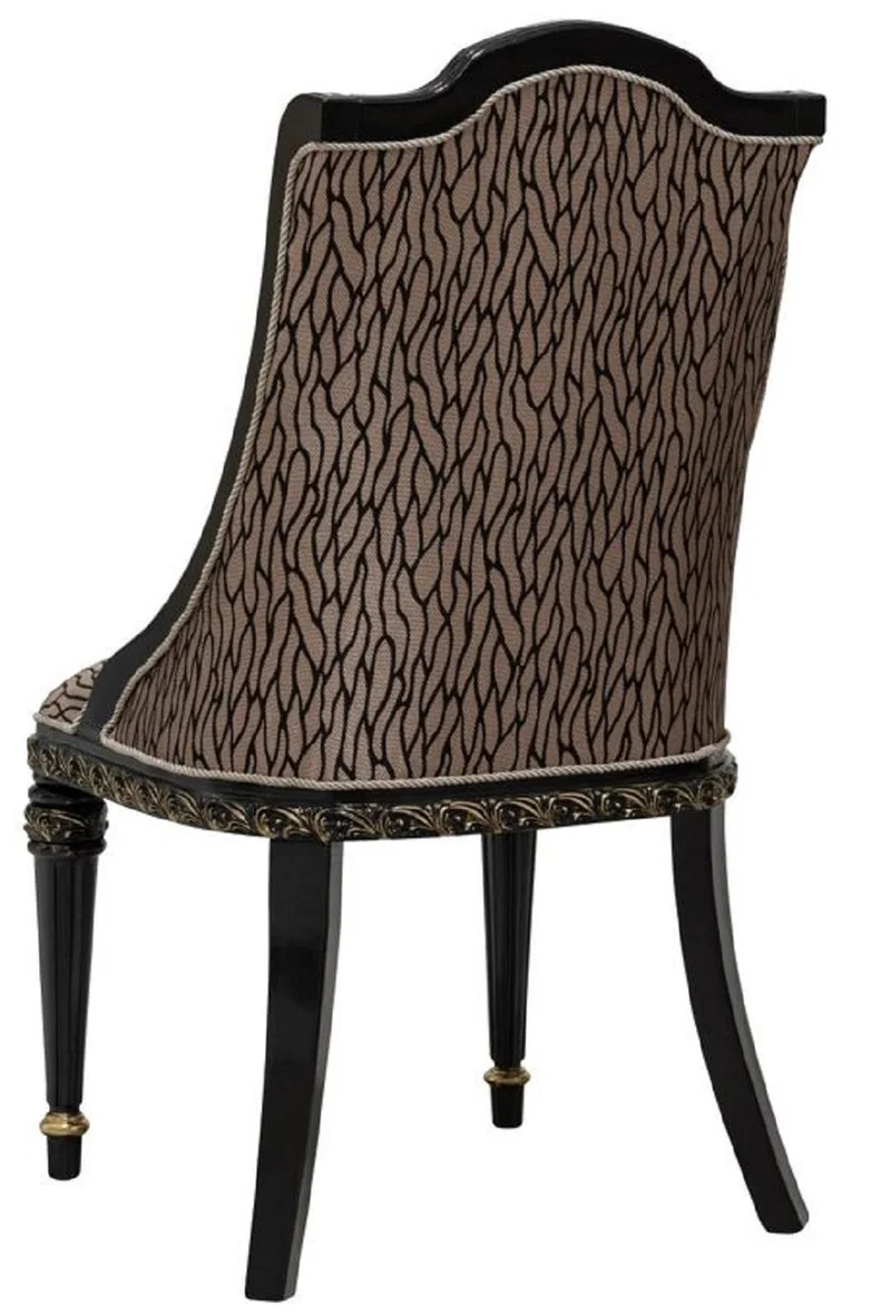Casa Padrino Luxus Barock Esszimmer Stuhl 6er Set Silber Muster / Schwarz / Gold - Prunkvolle Barockstil Küchen Stühle - Luxus Barockstil Esszimmer Möbel - Barock Esszimmer Möbel - Barockstil Möbel