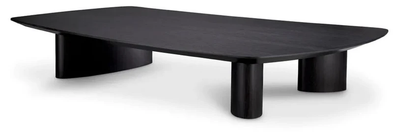 Casa Padrino Luxus Couchtisch Schwarzgrau 185 x 120 x H. 30 cm - Massivholz Wohnzimmertisch mit leicht gebogener Tischplatte - Wohnzimmer Möbel - Hotel Möbel - Luxus Möbel - Luxus Einrichtung