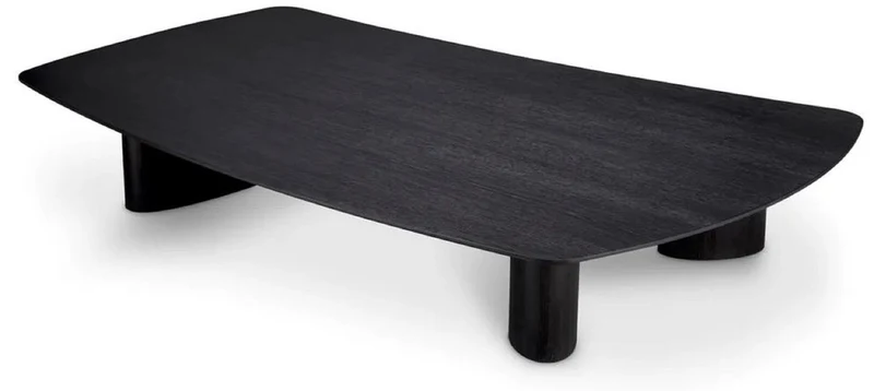 Casa Padrino Luxus Couchtisch Schwarzgrau 185 x 120 x H. 30 cm - Massivholz Wohnzimmertisch mit leicht gebogener Tischplatte - Wohnzimmer Möbel - Hotel Möbel - Luxus Möbel - Luxus Einrichtung