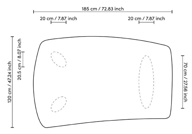 Casa Padrino Luxus Couchtisch Schwarzgrau 185 x 120 x H. 30 cm - Massivholz Wohnzimmertisch mit leicht gebogener Tischplatte - Wohnzimmer Möbel - Hotel Möbel - Luxus Möbel - Luxus Einrichtung
