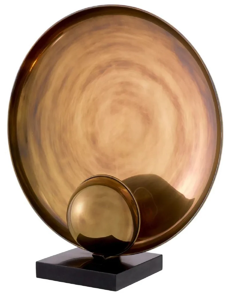 Casa Padrino Luxus Tischleuchte Vintage Messing / Schwarz 46 x 17,5 x H. 50,5 cm - Schreibtischleuchte mit Granitsockel - Luxus Tischleuchten - Luxus Leuchten - Luxus Möbel - Luxus Interior
