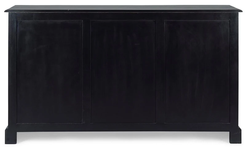 Casa Padrino Landhausstil Sideboard Antik Schwarz 145 x 40 x H. 85 cm - Landhausstil Schrank mit 3 Türen und 5 Schubladen - Landhausstil Möbel - Landhausstil Einrichtung