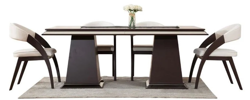 Casa Padrino Luxus Esstisch Dunkelbraun 200 x 100 x H. 79 cm - Verspiegelter Massivholz Küchentisch - Esszimmer Möbel - Luxus Möbel - Luxus Einrichtung