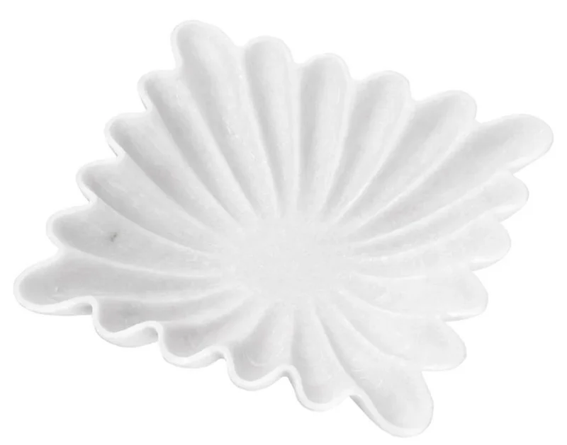 Casa Padrino Luxus Deko Marmor Schüssel Weiß 30,5 x 30,5 x H. 8 cm - Deko Schale - Quadratische Obstschale - Esstisch Deko - Deko Accessoires - Luxus Accessoires - Luxus Qualität