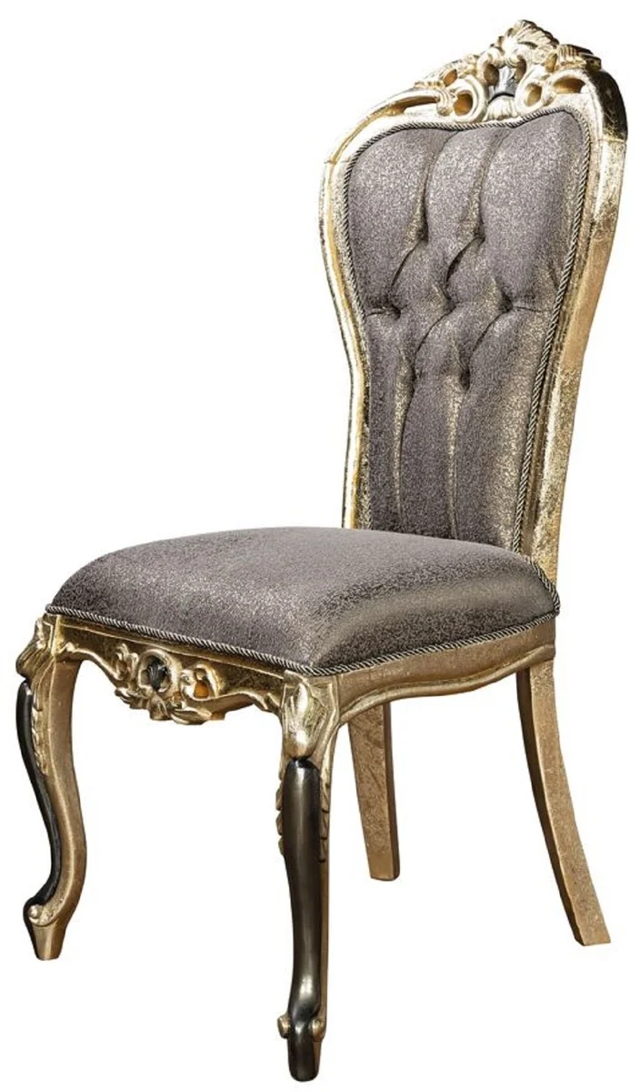 Casa Padrino Luxus Barock Esszimmer Stuhl 8er Set Lila / Antik Gold / Schwarz - Prunkvolle Barockstil Küchen Stühle - Luxus Barockstil Esszimmer Möbel - Barock Esszimmer Möbel - Barockstil Möbel