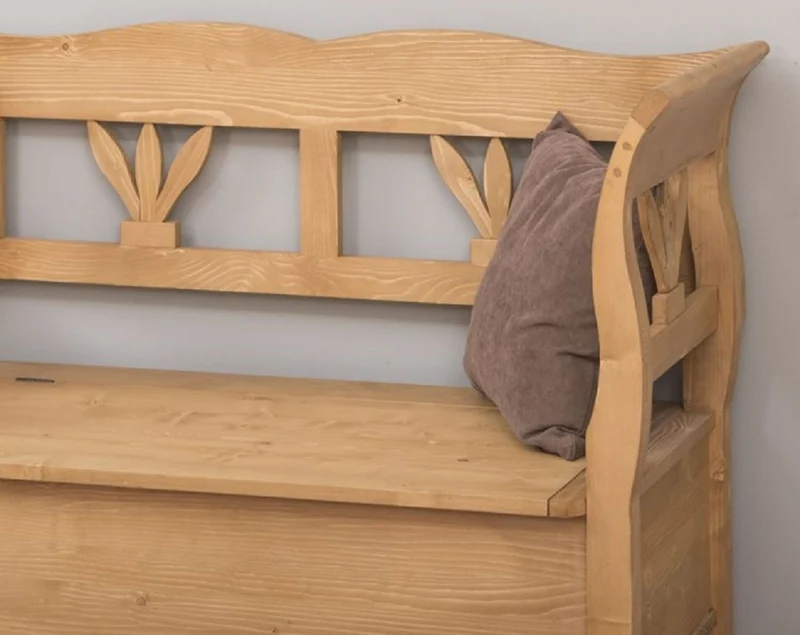 Casa Padrino Landhausstil Sitzbank Naturfarben 117 x 48 x H. 92 cm - Massivholz Bank mit Stauraum - Massivholz Möbel - Landhausstil Möbel - Landhausstil Einrichtung