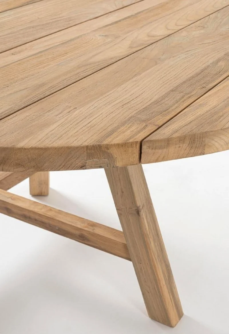 Casa Padrino Luxus Gartentisch Naturfarben Ø 150 x H. 75 cm - Runder Garten Esstisch aus recyceltem Teakholz - Teakholz Garten Möbel - Luxus Garten Möbel