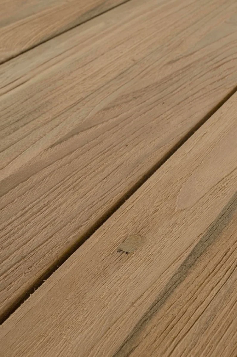 Casa Padrino Luxus Gartentisch Naturfarben Ø 150 x H. 75 cm - Runder Garten Esstisch aus recyceltem Teakholz - Teakholz Garten Möbel - Luxus Garten Möbel