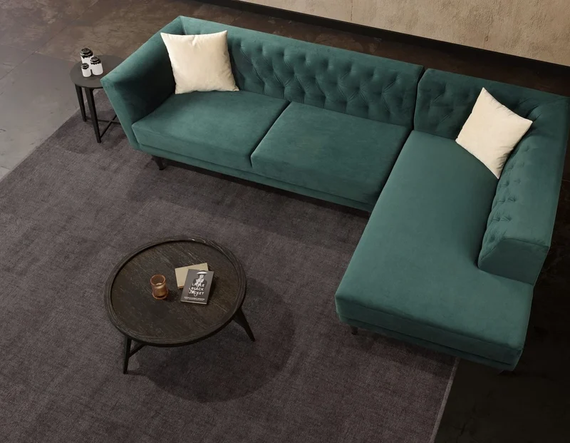 Casa Padrino Luxus Ecksofa Grün / Schwarz 262 x 178 x H. 74 cm - Wohnzimmer Sofa mit edlem Samtstoff - Wohnzimmer Möbel - Luxus Möbel - Luxus Wohnzimmer Einrichtung
