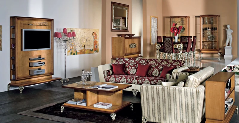 Casa Padrino Luxus Barock Esszimmer Set Braun / Bordeauxrot / Antik Silber - 1 Barock Esstisch & 6 Barock Esszimmerstühle - Luxus Esszimmer Möbel im Barockstil - Luxus Qualität - Made in Italy