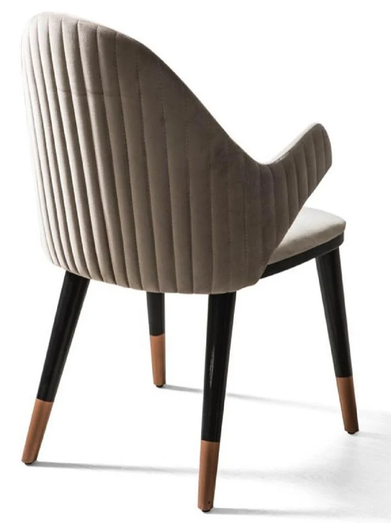 Casa Padrino Luxus Esszimmerstuhl 4er Set mit Armlehnen Grau / Schwarz / Kupfer 52 x 52 x H. 88 cm - Esszimmer Möbel - Restaurant Möbel - Esszimmer Einrichtung - Luxus Möbel - Luxus Einrichtung
