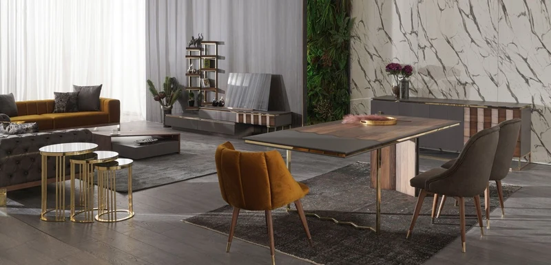 Casa Padrino Luxus Sideboard Grau / Braun / Gold 220 x 53 x H. 82 cm - Massivholz Schrank mit 2 Türen und 3 Schubladen - Esszimmer Möbel - Luxus Möbel - Luxus Kollektion
