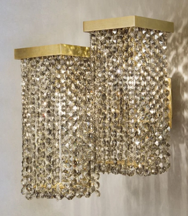Casa Padrino Luxus Kristall Wandleuchte Messing 25 x 23 x H. 35 cm - Wohnzimmer Wandleuchte - Hotel Wandleuchte - Restaurant Wandleuchte - Luxus Leuchten - Luxus Qualität - Made in Italy