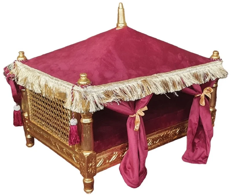 Casa Padrino Barock Hundebett Bordeauxrot / Gold - Handgefertigtes Antik Stil Hundebett - Prunkvolle Hunde Möbel im Barockstil - Antik Stil Tiermöbel - Barock Tiermöbel