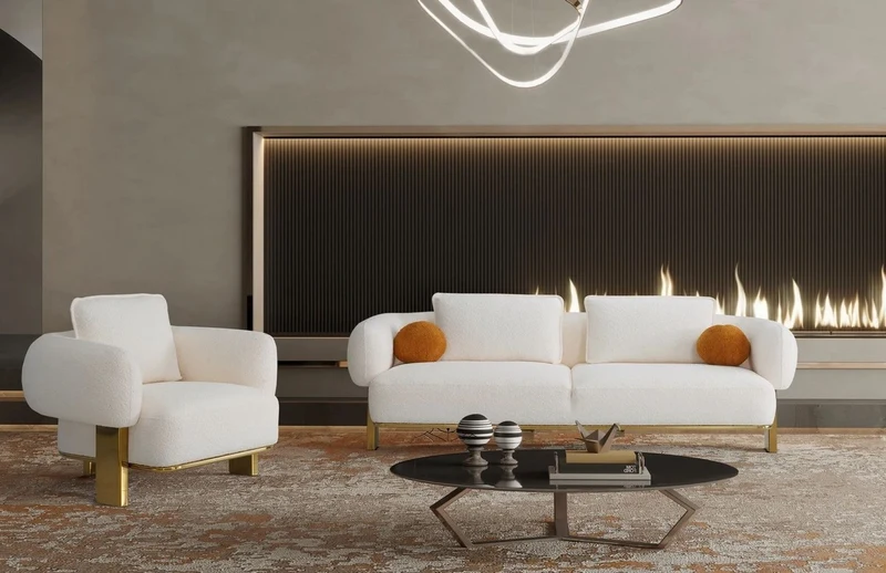 Casa Padrino Luxus Sofa Weiß / Messing 250 x 100 x H. 75 cm - Wohnzimmer Sofa - Hotel Sofa - Wohnzimmer Möbel - Hotel Möbel - Luxus Möbel - Luxus Einrichtung