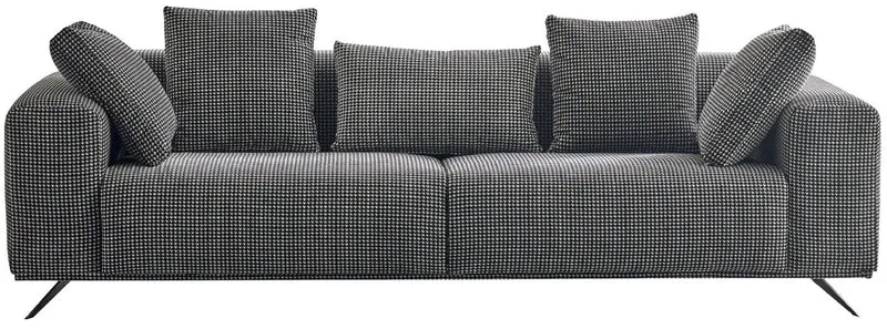 Casa Padrino Luxus Sofa Schwarz / Weiß 253 x 96 x H. 87 cm - Wohnzimmer Sofa - Hotel Sofa - Wohnzimmer Möbel - Wohnzimmer Einrichtung - Hotel Möbel - Luxus Möbel - Luxus Einrichtung