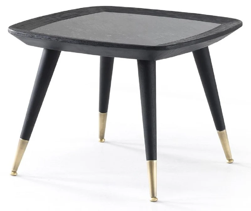 Casa Padrino Luxus Beistelltisch Schwarz / Grün / Antik Messing 60 x 60 x H. 44 cm - Quadratischer Tisch mit Marmorplatte - Wohnzimmer Möbel - Hotel Möbel - Luxus Möbel