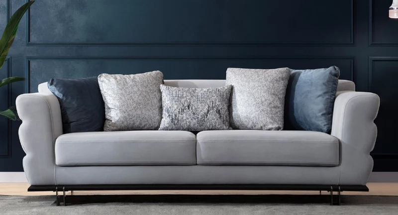 Casa Padrino Luxus Sofa Grau / Schwarz 230 x 102 x H. 88 cm - Wohnzimmer Sofa - Hotel Sofa - Wohnzimmer Möbel - Wohnzimmer Einrichtung - Hotel Möbel - Luxus Möbel - Luxus Einrichtung