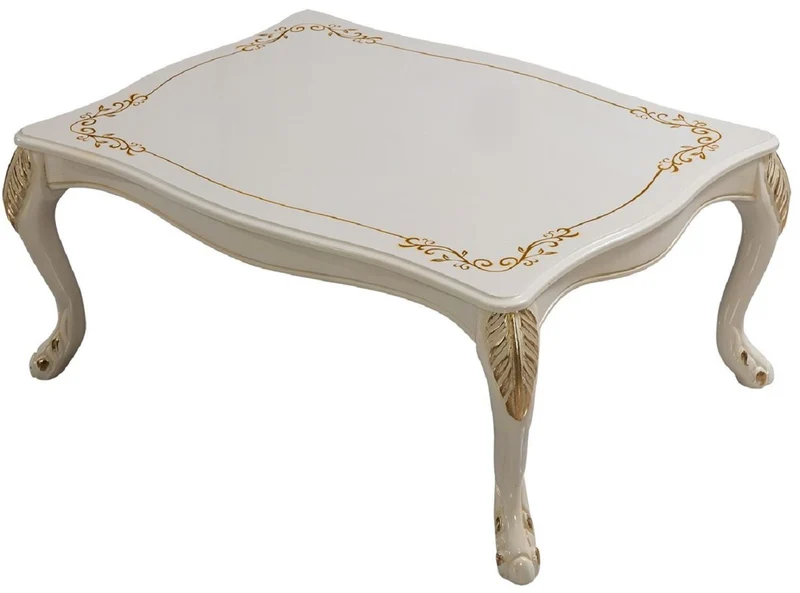 Casa Padrino Luxus Barock Couchtisch Weiß / Gold - Handgefertigter Barockstil Wohnzimmertisch - Luxus Möbel im Barockstil - Barockstil Wohnzimmer Möbel - Barock Einrichtung - Barock Möbel