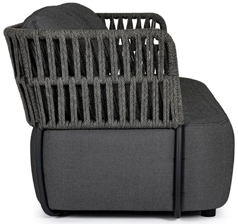 Casa Padrino Luxus Gartensofa Anthrazit / Grau / Schwarz 167 x 86 x H. 79 cm - Wetterbeständiges Garten Sofa - Terrassen Sofa - Garten Möbel - Terrassen Möbel - Outdoor Möbel