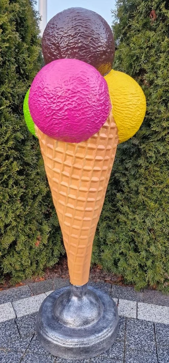 Casa Padrino Luxus Deko Eis im Hörnchen Mehrfarbig H. 175 cm - Großes Deko Eis - Wetterbeständiges XXL Deko Eis - Gastronomie Dekoration - Eisdielen Dekoration - Restaurant Dekoration