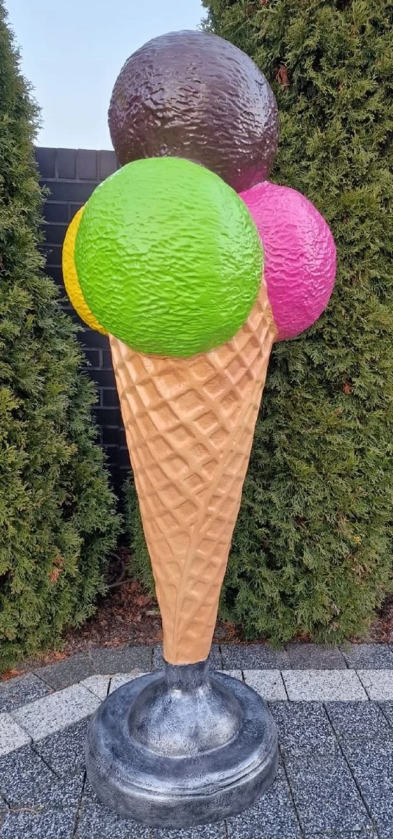 Casa Padrino Luxus Deko Eis im Hörnchen Mehrfarbig H. 175 cm - Großes Deko Eis - Wetterbeständiges XXL Deko Eis - Gastronomie Dekoration - Eisdielen Dekoration - Restaurant Dekoration