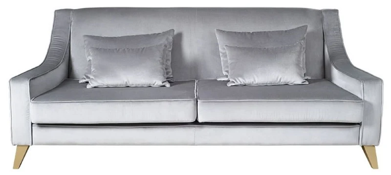 Casa Padrino Luxus Neoklassik Sofa Silber / Gold 202 x 94 x H. 85 cm - Wohnzimmer Sofa - Hotel Sofa - Wohnzimmer Möbel - Hotel Möbel - Luxus Möbel - Neoklassik Möbel