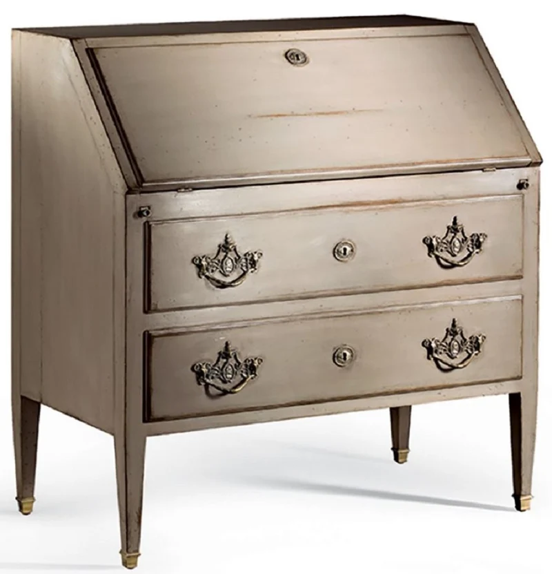 Casa Padrino Luxus Barock Sekretär Antik Beige / Gold / Bordeauxrot - Handgefertigter Schreibtisch im Barockstil - Barock Büro Möbel - Luxus Möbel im Barockstil - Luxus Qualität - Made in Italy