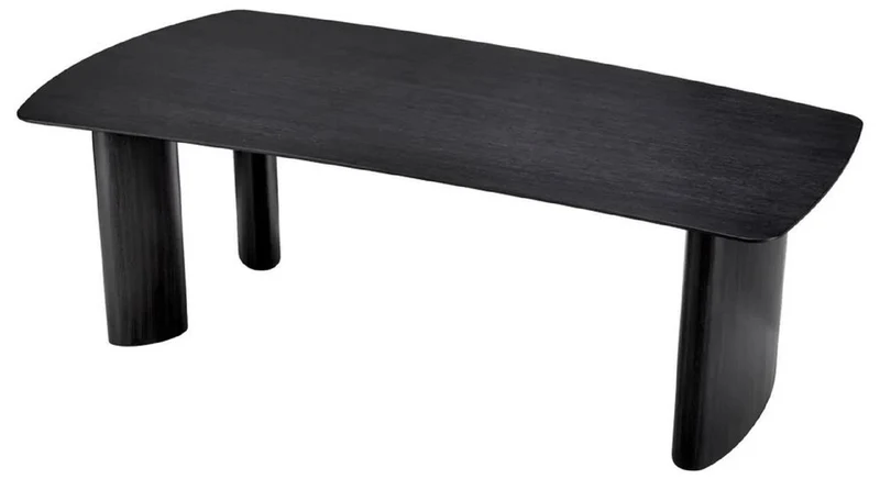 Casa Padrino Luxus Esstisch Schwarzgrau 230 x 120 x H. 76,5 cm - Massivholz Küchentisch mit leicht gebogener Tischplatte - Esszimmer Möbel - Küchen Möbel - Luxus Möbel - Luxus Einrichtung