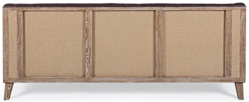 Casa Padrino Luxus Chesterfield Kunstleder Sofa Dunkelbraun / Naturfarben 194,5 x 85 x H. 85 cm - Wohnzimmer Sofa - Wohnzimmer Möbel - Chesterfield Möbel - Luxus Möbel - Luxus Einrichtung