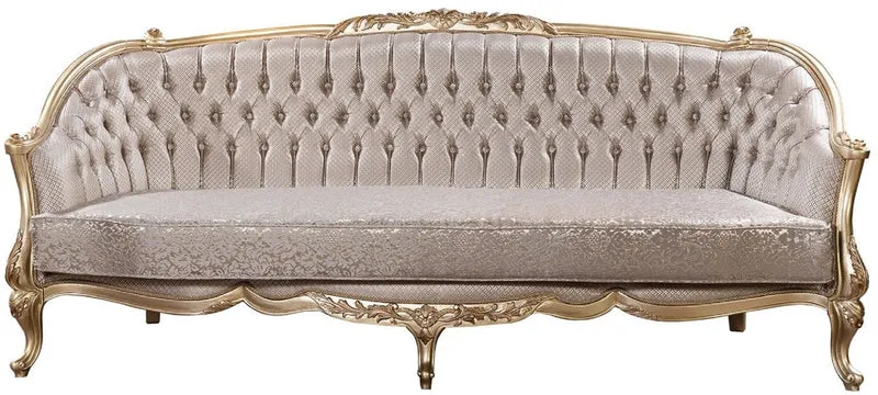 Casa Padrino Luxus Barock Sofa Silber / Gold - Barockstil Wohnzimmer Sofa mit elegantem Muster - Luxus Wohnzimmer Möbel im Barockstil - Barock Möbel - Barock Einrichtung