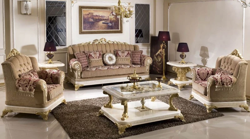 Casa Padrino Luxus Barock Sofa Braun / Bordeauxrot / Weiß / Gold - Prunkvolles Wohnzimmer Sofa mit elegantem Muster - Luxus Wohnzimmer Möbel im Barockstil - Barock Möbel - Barock Einrichtung