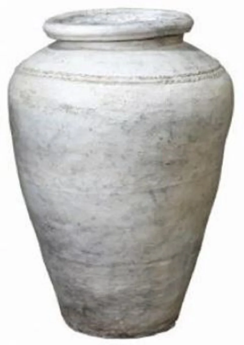 Casa Padrino Luxus Barock Terracotta Vase Antik Weiß Ø 45 x H. 114 cm - Handgefertigte Antik Stil Blumenvase - Blumentopf - Pflanzentopf - Barock Deko Accessoires - Barockstil Garten Deko