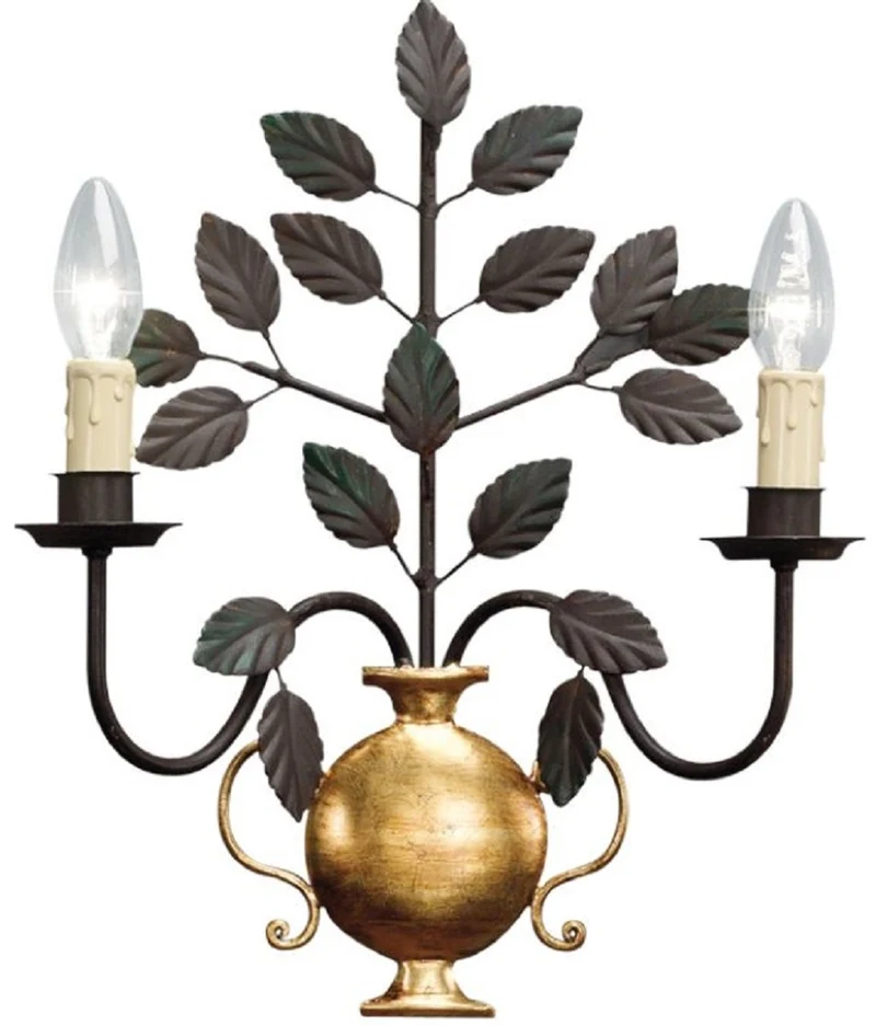 Casa Padrino Luxus Barock Doppel Wandleuchte Schwarz / Gold 33 x 14 x H. 40 cm - Elegante Kristall Wandlampe - Wohnzimmer Wandleuchte im Barockstil - Barock Leuchten - Luxus Qualität - Made in Italy