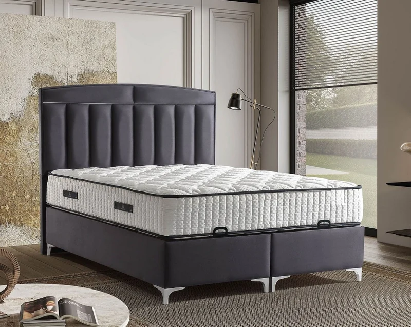 Casa Padrino Luxus Doppelbett Lila / Weiß - Verschiedene Größen - Massivholz Bett mit Kopfteil und Matratze - Schlafzimmer Möbel - Hotel Möbel - Luxus Möbel