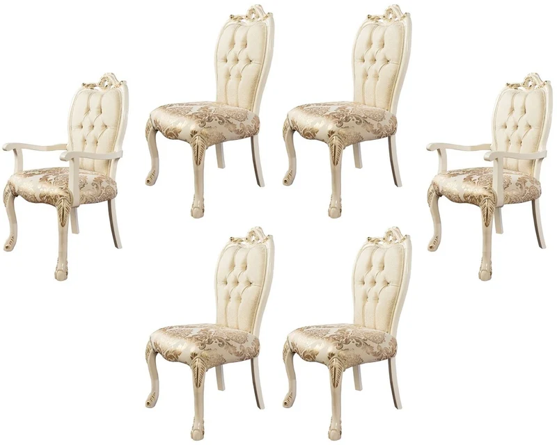 Casa Padrino Luxus Barock Esszimmer Stuhl 6er Set Weiß / Gold - Prunkvolle Barockstil Küchen Stühle - Barockstil Möbel - Luxus Esszimmer Möbel im Barockstil - Barock Esszimmer Möbel