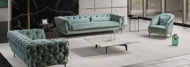 Casa Padrino Luxus Chesterfield 3er Sofa Türkis / Schwarz 258 x 99 x H. 83 cm - Wohnzimmer Sofa - Hotel Sofa - Wohnzimmer Möbel - Chesterfield Möbel - Luxus Möbel - Luxus Einrichtung