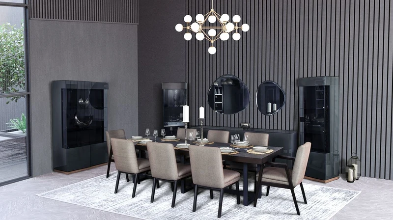 Casa Padrino Luxus Esstisch Dunkelbraun / Dunkelgrau - Verschiedene Größen - Rechteckiger Küchentisch mit Massivholz Tischplatte und Metall Beinen - Esszimmer Möbel - Küchen Möbel - Luxus Möbel