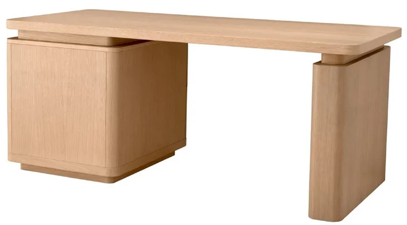 Casa Padrino Luxus Massivholz Schreibtisch Naturfarben / Bronze 180 x 80 x H. 76 cm - Bürotisch - Computertisch - Büro Möbel - Luxus Möbel - Luxus Einrichtung - Büro Einrichtung - Luxus Qualität