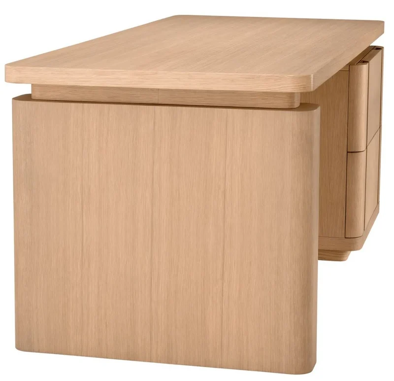 Casa Padrino Luxus Massivholz Schreibtisch Naturfarben / Bronze 180 x 80 x H. 76 cm - Bürotisch - Computertisch - Büro Möbel - Luxus Möbel - Luxus Einrichtung - Büro Einrichtung - Luxus Qualität