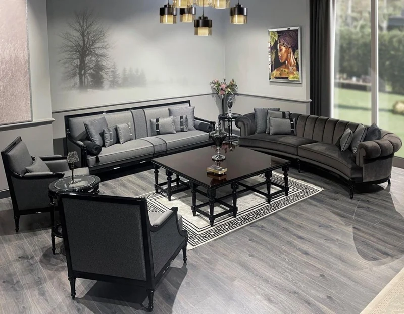Casa Padrino Luxus Barock Sessel Grau / Schwarz - Prunkvoller Wohnzimmer Sessel - Barockstil Wohnzimmer Möbel - Luxus Möbel im Barockstil - Barock Einrichtung - Edel & Prunkvoll